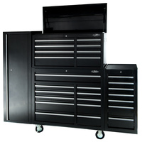 MAXIM 28 Drawer Combo Black Tool Box - Top Chest, Roll Cabinet, Locker, Side Cabinet 76 inch Mechanic's Toolbox  