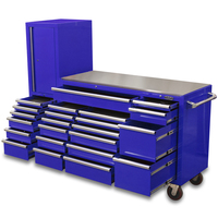 MAXIM Blue 80” Workstation 23 Drawer Toolbox Stainless Steel Top - Latch Lock Drawers
