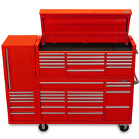 MAXIM Red 80” Toolbox 38 Drawer Toolbox - Top Chest & Roll Cabinet Mechanics Tool Box - Latch Lock on Drawers 