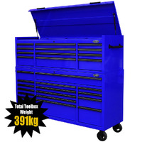 MAXIM 72” Blue Toolbox Top Chest & Roll Cabinet Combo with 28 Drawers - Professional Mechanic Tool Box Storage for Workshops (Available June 20, 2024)