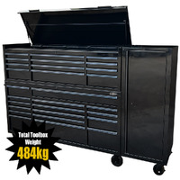 MAXIM 94” Toolbox Top Chest, Roll Cabinet & Locker Combo with 33 Drawers - Professional Mechanic Tool Box Storage 