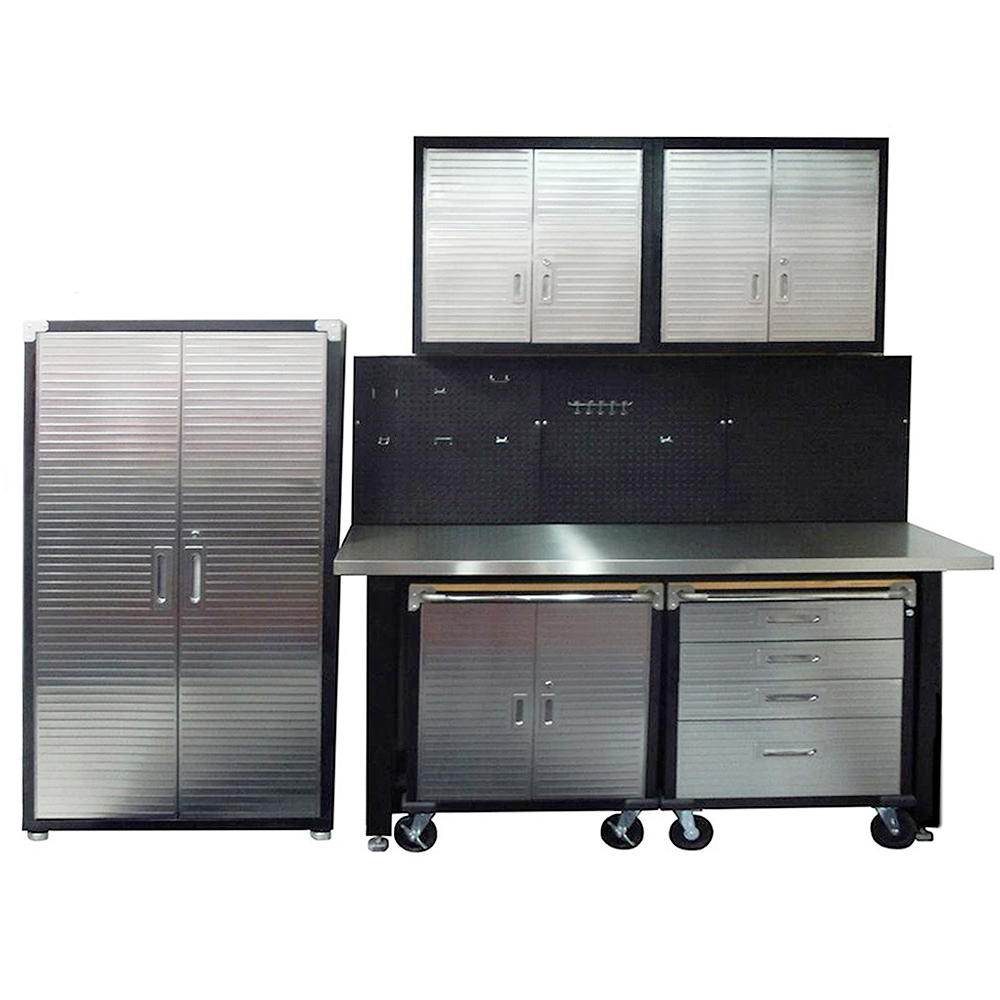 7 Piece Standard Garage Storage System With Stainless Steel