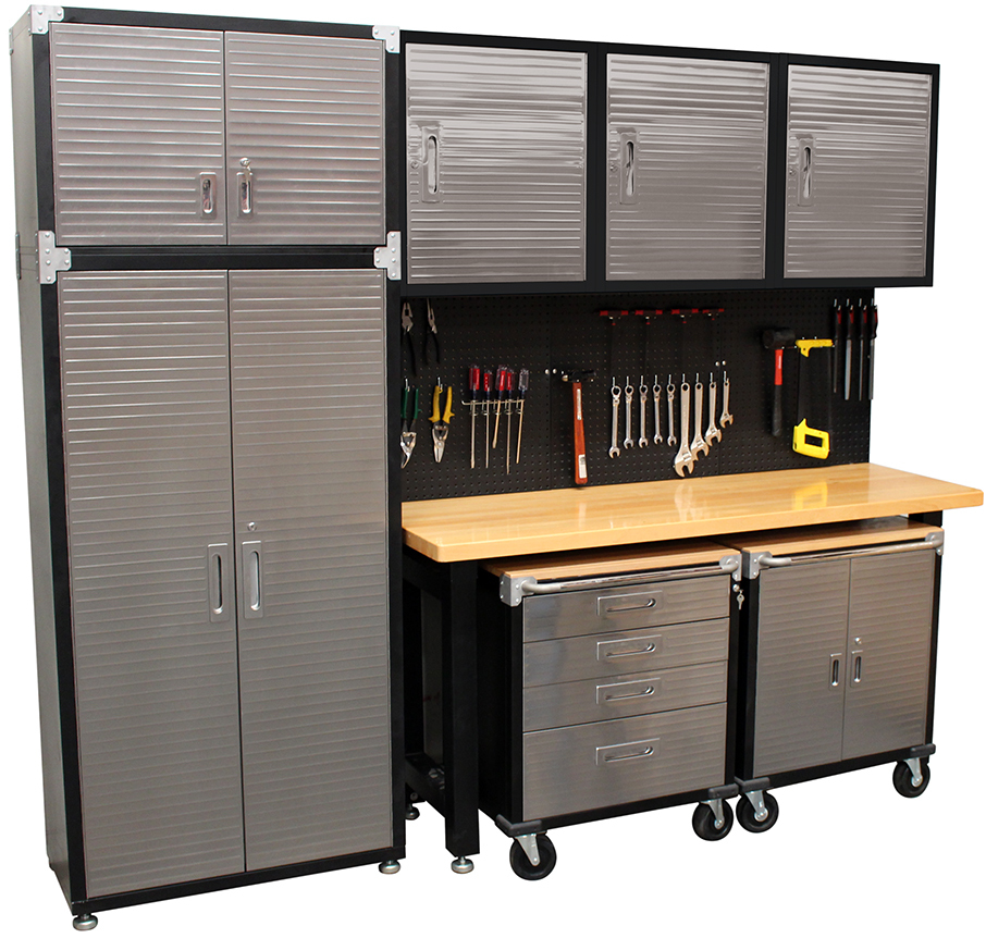 Garage Storage System Timber Workbench, Garage Workbench And Storage