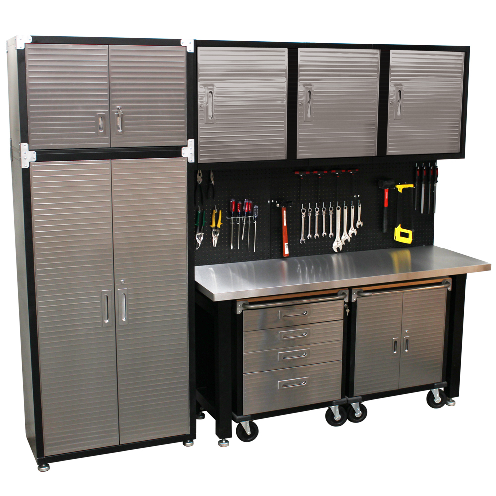 9 Piece Standard Garage Storage System Stainless Steel
