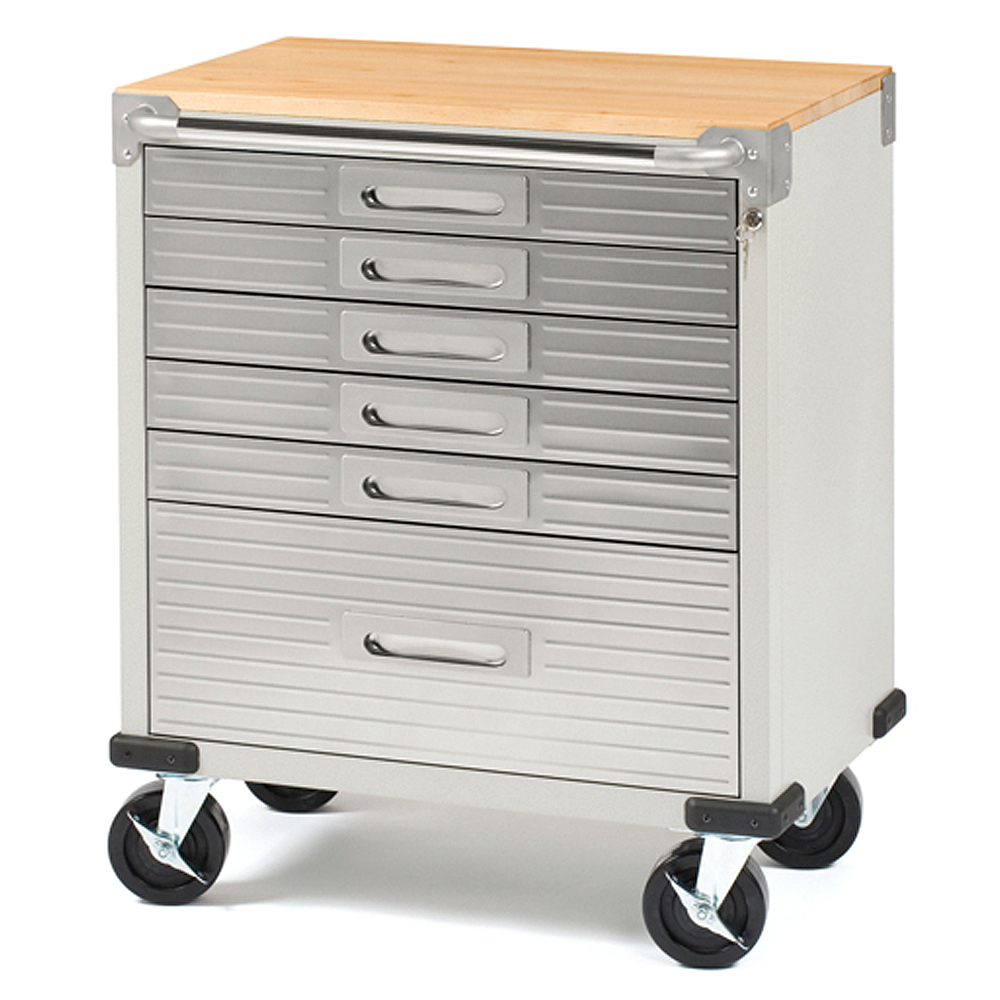 Seville Classics Ultra Hd 6 Drawer Timber Top Roll Cabinet