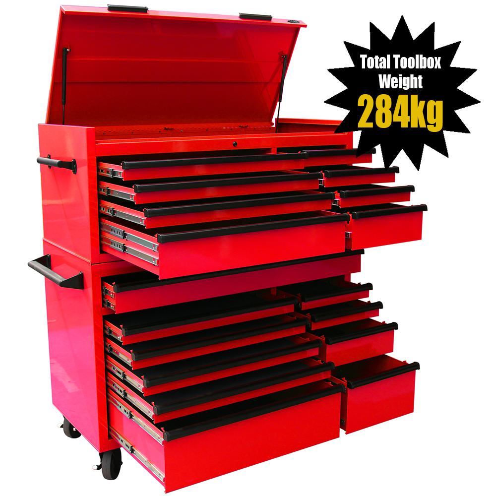 MAXIM 54” Red Toolbox Top Chest & Roll Cabinet Combo with 18