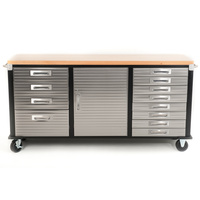 MAXIM HD 72 inch Wide Timber Top Roll Cabinet Rolling Mobile Storage Cabinet 1870mm x 530mm x 953mm