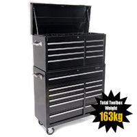 MAXIM 19 Drawer Black Toolbox Combo Top Chest Roll Cabinet 42 inch Tool Box Mechanic Workshop Storage 1065mm x 460mm 1518mm