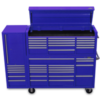 MAXIM Blue 80” Toolbox 38 Drawer Toolbox - Top Chest & Roll Cabinet Mechanics Tool Box - Latch Lock on Drawers