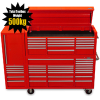 MAXIM Red 80” Toolbox 43 Drawer Tool Box - Top Chest & Roll Cabinet Mechanics Tool Box - Slide Lock on Drawers
