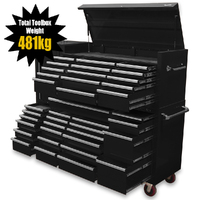 MAXIM Black 80” Mechanic Toolbox 38 Drawers - Top Chest & Roll Cabinet Tool Box - Latch Lock on Drawers (Available Feb 15, 2022)