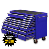 MAXIM Blue 60” Roll Cabinet 22 Drawers Toolbox - Latch Lock on Drawers