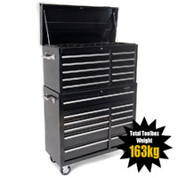 MAXIM 21 Drawer Black Toolbox Combo Top Chest Roll Cabinet 42 inch Toolbox with Snap Lock on Drawers for Mechanic 
