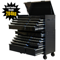 MAXIM 54” Black Toolbox Top Chest & Roll Cabinet Combo with 18 Drawers - Professional Mechanic Tool Box Storage Workshops