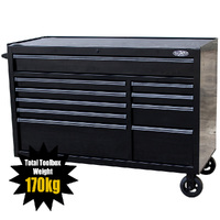 MAXIM 54” Black Roll Cabinet Toolbox with 10 Drawers - High Quality Professional Mechanic Tool Box Storage for Workshops