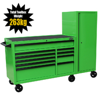 MAXIM 76” Green Workstation Toolbox with 15 Drawers - Professional Mechanic Tool Box Storage for Workshops