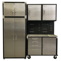MAXIM HD 6 Piece Mid Size Garage Storage System Stainless Roll Cabinet 4 Drawers