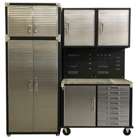 MAXIM HD 6 Piece Mid Size Garage Storage System Stainless Roll Cabinet 8 Drawers