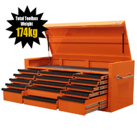 LIMITED EDITION MAXIM Orange 60” Top Chest 15 Drawers Toolbox - Latch Lock on Drawers