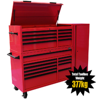 MAXIM 54” Red Complete Toolbox Combination with 23 Drawers - Professional Mechanic Tool Box Storage for Workshops