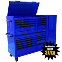 MAXIM 54” Blue Complete Toolbox Combination with 23 Drawers - Professional Mechanic Tool Box Storage for Workshops