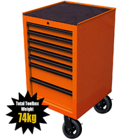 MAXIM 54”& 72"  Orange Side Cabinet with 7 Drawers attaches to the Roll Cabinet - optional wheels can be fitted