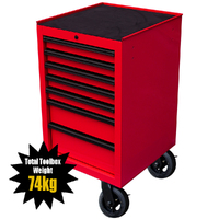 MAXIM 54”& 72"  Red Side Cabinet with 7 Drawers attaches to the Roll Cabinet - optional wheels can be fitted