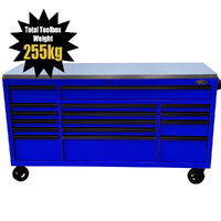 MAXIM 72” Blue Roll Cabinet Toolbox with 16 Drawers & Stainless Top - Professional Mechanic Tool Box Storage for Workshops(Available June 20, 2024)   