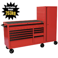 MAXIM 76” Red Workstation Toolbox with 15 Drawers - Professional Mechanic Tool Box Storage for Workshops