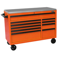 MAXIM 54” Orange Roll Cabinet Toolbox with 10 Drawers & Stainless Top - Professional Mechanic Tool Box Storage for Workshops 