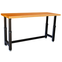 MAXIM HD 72 inch Timber Top Adjustable Height Workbench Garage Work Bench with Levelling Feet 720mm to 1024mm high