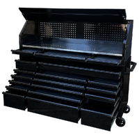 MAXIM 72 Toolbox Top Hutch & Roll Cabinet Combo with 19 Drawers - Professional Mechanic Tool Box Storage for Workshops 