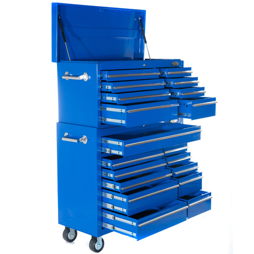MAXIM 19 Drawer Blue Toolbox Combo Top Chest Roll Cabinet 42 inch Tool Box Mechanic Storage 1065mm x 460mm 1518mm