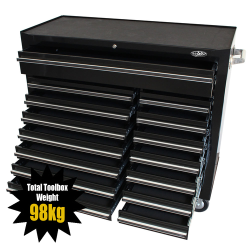 MAXIM 15 Drawer Black Roll Cabinet Storage Toolbox 42 inch Heavy Duty Steel Mechanic Tool Box1065mm x 460mm x 975mm (Available February 15, 2022)