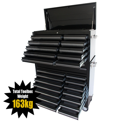 MAXIM 25 Drawer Black Combo Top Chest Roll Cabinet 42 inch Tool Box Mechanic Storage 1065mm x 460mm 1518mm