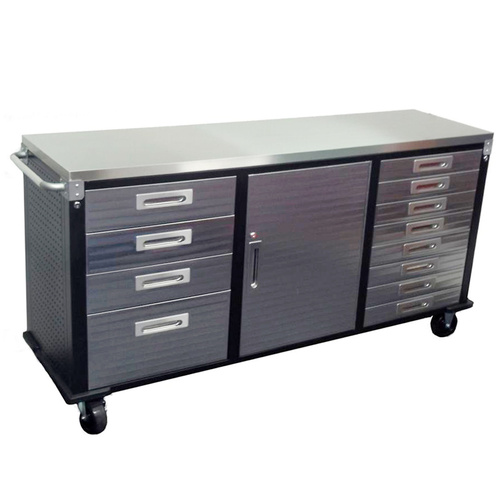MAXIM HD 72 inch Wide Stainless Steel Roll Cabinet Rolling Mobile Storage Cabinet 1870mm x 530mm x 953mm