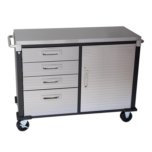 MAXIM HD 48 inch 4 Drawer Stainless Steel Top Roll Cabinet Mobile Rolling Storage Cabinet 1260mm x 530mm  x 958mm 