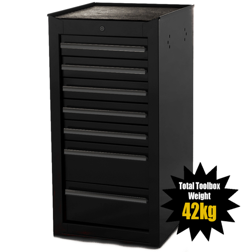 MAXIM 7 Drawer Black Side Cabinet Toolbox 425mm x 460mm x 845mm Extension Storage Medium Size Tool Box PI 003 SC Blk