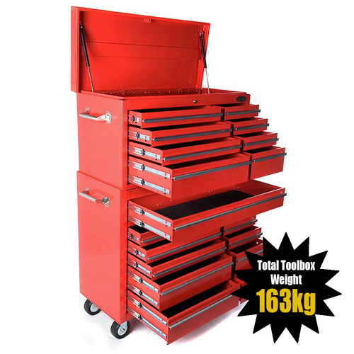 MAXIM 19 Drawer Red Tool Box Combo Top Chest Roll Cabinet 42 inch Tool Box Mechanic Workshop Storage 1065mm x 460mm 1518mm