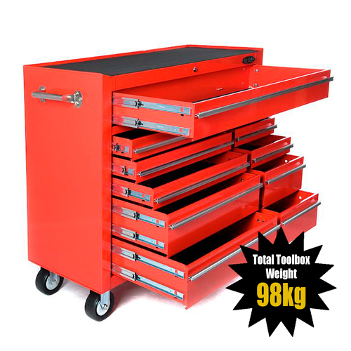MAXIM 11 Drawer Red Roll Cabinet Storage Toolbox 42 inch Heavy Duty Steel Mechanic Tool Box1065mm x 460mm x 975mm