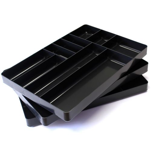 STEALTH Set of 3 x 10 Compartment Black Tool Trays 5011