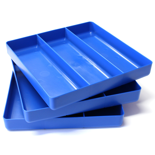 STEALTH Set of 3 x 3 Compartment Blue Tool Trays 5022