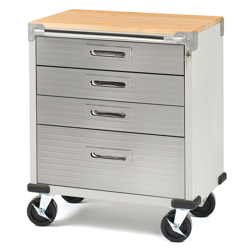 SEVILLE CLASSICS Ultra HD 4 Drawer Timber Top Mobile Roll Cabinet UHD20204E