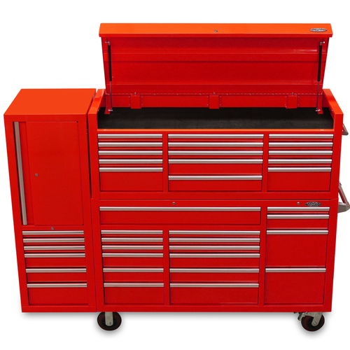 MAXIM Red 80” Toolbox 38 Drawer Toolbox - Top Chest & Roll Cabinet Mechanics Tool Box - Latch Lock on Drawers 