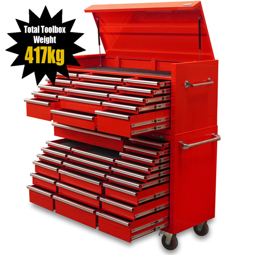 NEW MAXIM Red 60” Toolbox 37 Drawer Top Chest & Roll