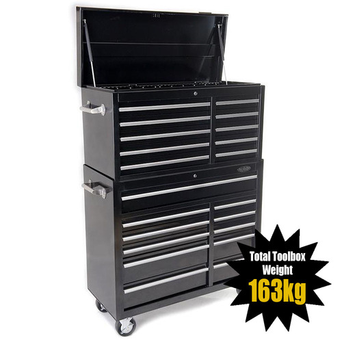 MAXIM 21 Drawer Black Toolbox Combo Top Chest Roll Cabinet 42 inch Toolbox with Snap Lock on Drawers for Mechanic (Available February 15, 2022)