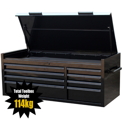 MAXIM Black 54” Toolbox - 8 Drawers Black Top Chest - Mechanics Tool Storage Box