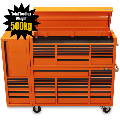 LIMITED EDITION Orange 80” Tool Box 43 Drawer Toolbox - Top Chest & Roll Cabinet Mechanics Tool Box - Latch Lock on Drawers