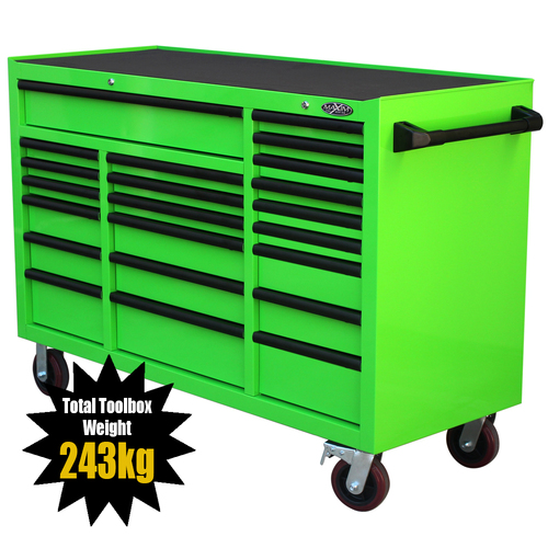 LIMITED EDITION MAXIM Green 60” Roll Cabinet 22 Drawers Toolbox - Latch Lock on Drawers