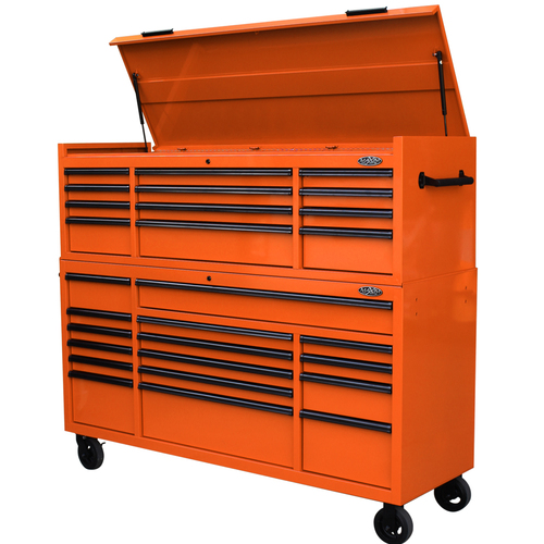 MAXIM 72” Orange Toolbox Top Chest & Roll Cabinet Combo with 28 Drawers - Professional Mechanic Tool Box Storage for Workshops